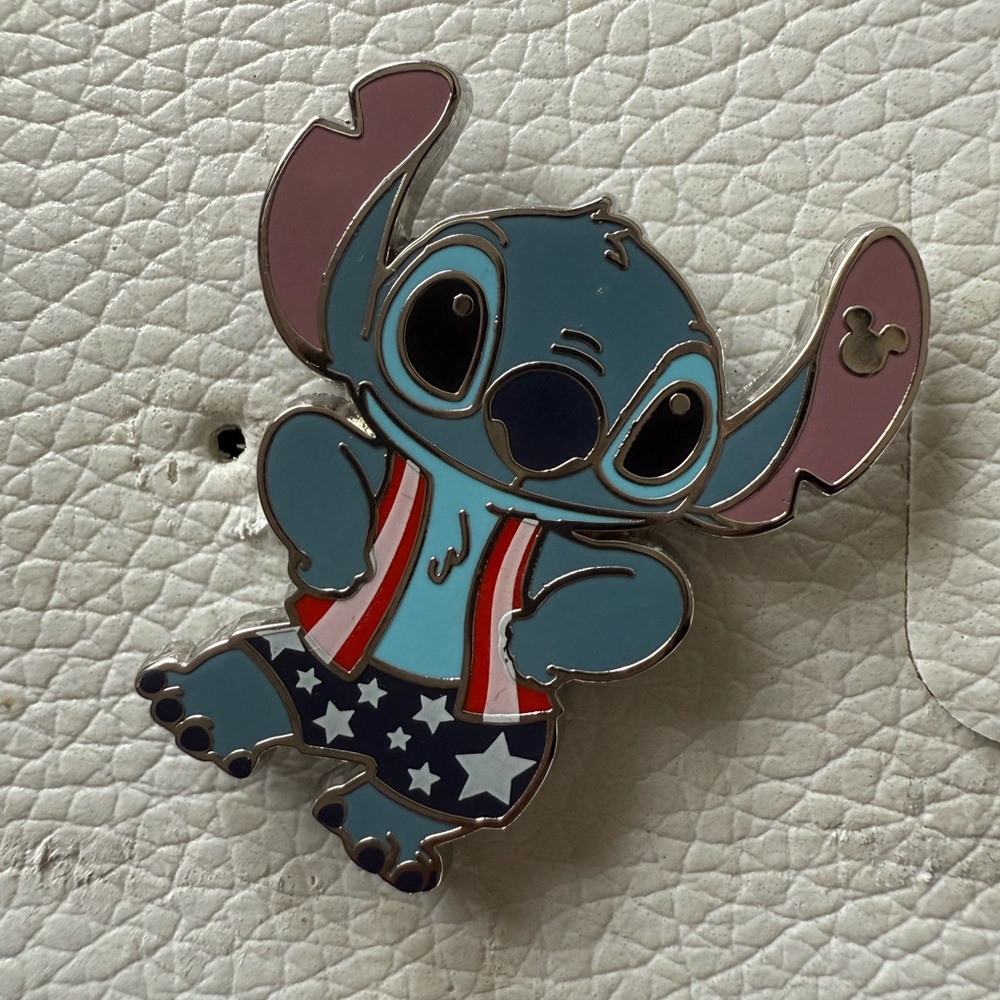 Disney Stitch Patriotic 4th of July Pin with Red, Blue, and White